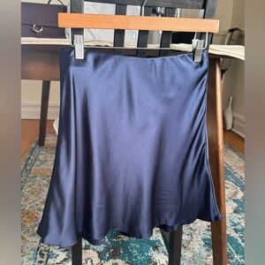 Quince Navy Blue 100% Silk Mini Skirt
